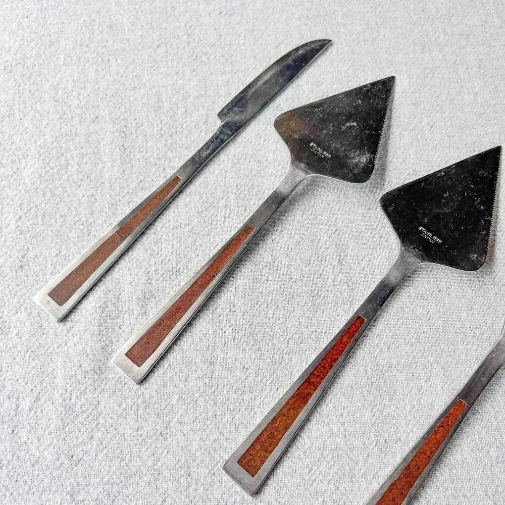 Vintage 1960s Otagiri Serving Forks, Servers & Knife Set - Lot of 5 - MCM